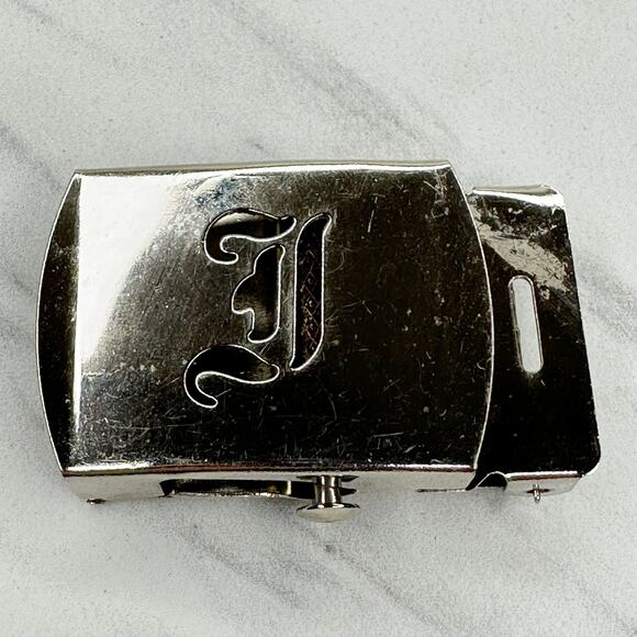 Old English Initial "Y" Military Web Belt Buckle Silver Chrome ✨ - Picture 1 of 10